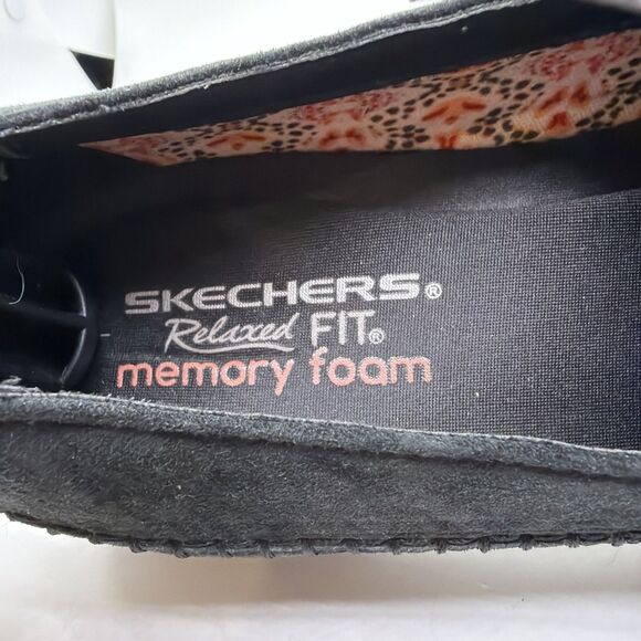 Womens Size 9 Skechers Relaxed Fit Memory Foam Black Suede Loafers Shoes 48930 - Picture 7 of 13